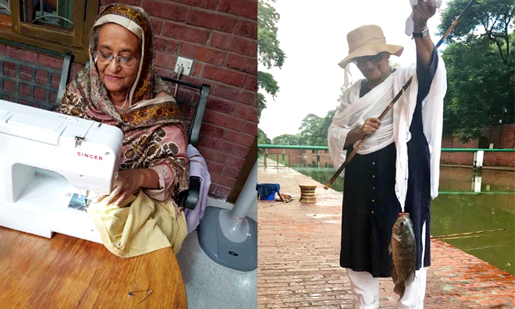 সেলাই করেন, মাছও ধরেন প্রধানমন্ত্রী শেখ হাসিনা । ছবি : আওয়ামী লীগের ফেসবুক থেকে নেয়া